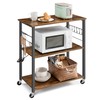 VASAGLE Kitchen Shelf on Wheels, Serving Cart with 3 Shelves,