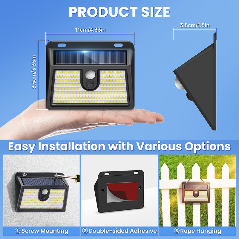 CLAONER Solar Lights Outdoor Motion Sensor, 6 Pack 149 LED