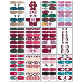 SILPECWEE 12 Sheets Christmas Nail Polish Strips Full Nail Wraps Self Adhesive Nail Polish Stickers for Women Fingernails Manicure Stickers Holiday Nail Art Accessories with Nail File