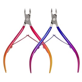 Criyar Cuticle Nippers Kit: Precision Nano-Coated Stainless Steel Cuticle Trimmer Remover for Fingernails and Toenails, Cutter for Manicure Pedicure, Nail Clippers Tools for Women (Red+Blue 2PCS)