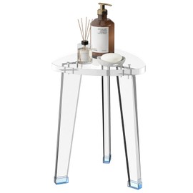 GOIOOIA Acrylic Corner Shower Stool for Shaving Legs 11.65" D X 11.94" W X 16.34" H, Heavy Duty Shower Foot Rest, for Inside Shower, Waterproof Non-Slip