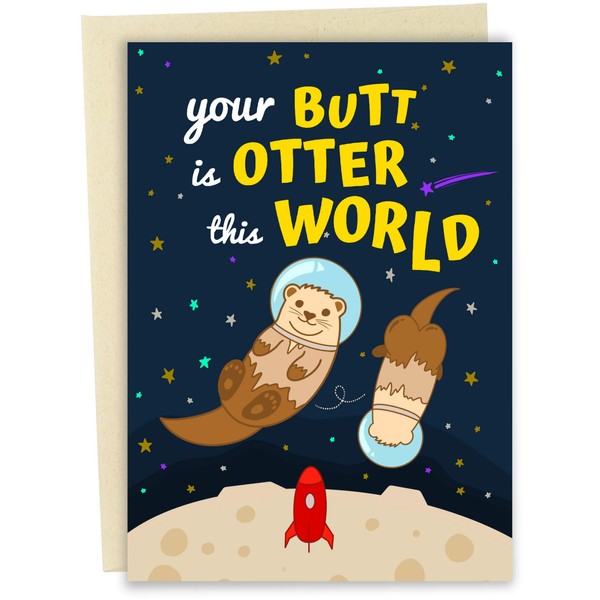 Sleazy Greetings Funny Valentines Day Cards For Him Her | Funny Anniversary Cards For Husband Wife | Birthday Card for Men Women | Otter This World Card