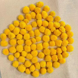 EliteKoopers 25mm Wool Christmas Pompom Balls for Xmas, Crafts Making, Hobby Supplies and Decoration Item (Yellow Gold, 100 Pompom)