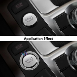 3leavtrees Car Bling Ring Emblem Car Accessories for Buttons & Knobs,Shiny Crystal Rhinestone Cover Protection Ring, Bling Car Accessories for Wowen - Silver