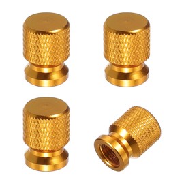 PATIKIL Aluminum Tire Valve Stem Caps, 4 Pcs Tire Valve Caps Vehicle Car Tire Air Caps Covers with O Rubber Ring Universal for Bicycle SUV Automotive, Yellow