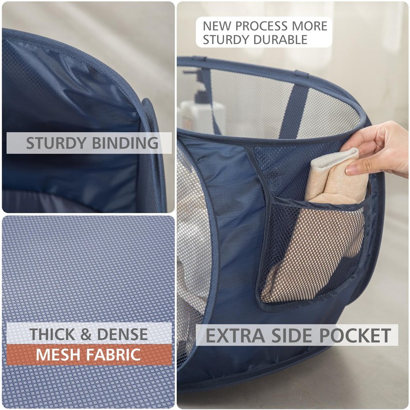 HONOMA Sturdy Mesh Laundry Hamper Basket Bag,Pop up Basket with