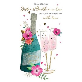 Sister & Brother-In-Law Anniversary Card Embellished Champagne Greeting Card JGS708