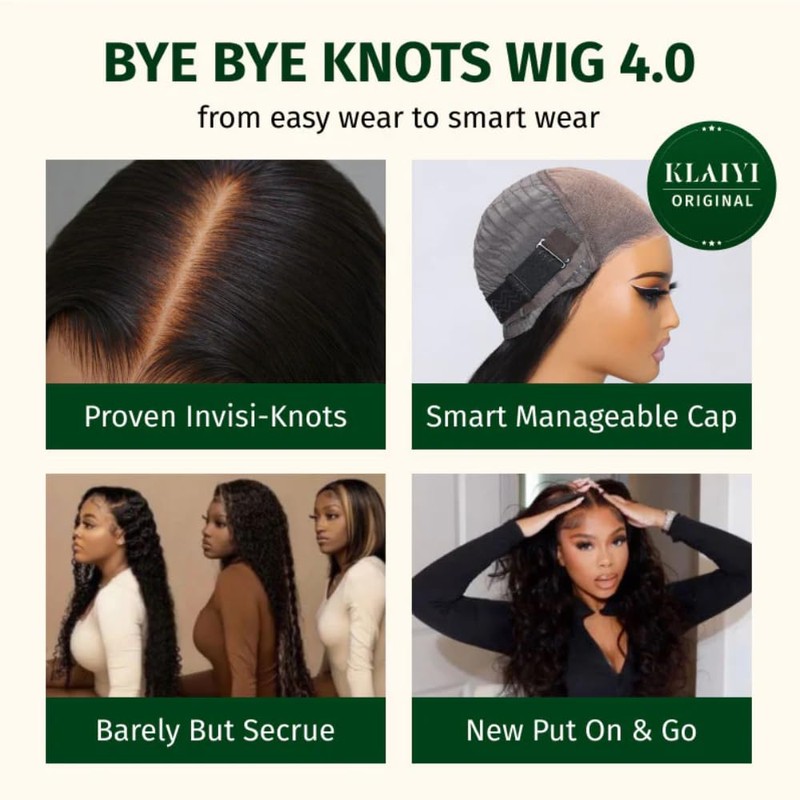 KLAIYI 4C Kinky Edges Curly Bye Bye Knots Glueless Wig