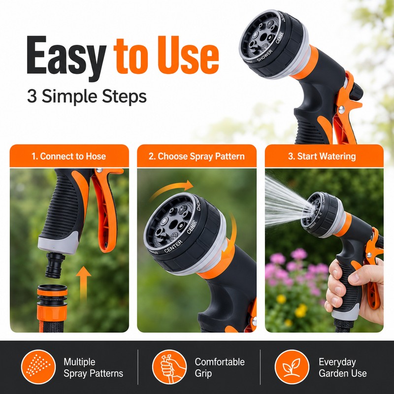 Garden Hose Spray Nozzle for Watering and Car Wash –