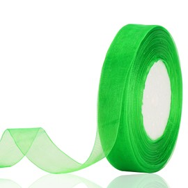 jijAcraft Organza Ribbon, Grass Green, 45 m Organza Ribbon, Decorative Ribbon, 20 mm Transparent Chiffon Ribbon, Gift Ribbon for Cakes, Gift Wrapping, Wedding, Christmas, Christening