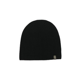 AllSaints Mens Merino Beanie, Ribbed Hat with Logo Design, 100% Wool, Black