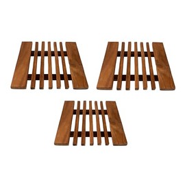 CCcollections Wooden Trivet Mat for Kitchen Worktops | Table, Worktop & Counter Protector | Long-lasting Heat Resistant Wooden Mats for Serving Dishes & Cooking Pots - Pack of 3