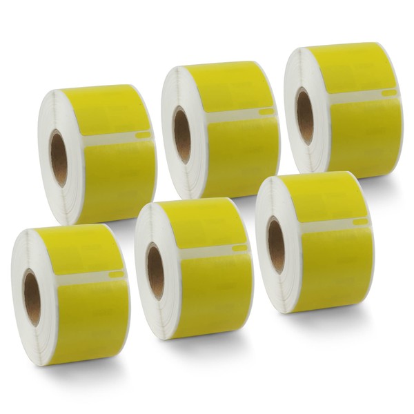 BETCKEY - 6 Rolls Yellow Large Address Labels Compatible with