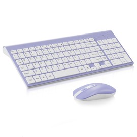 cimetech Wireless Keyboard and Mouse Combo, Compact Full Size Wireless Computer Keyboard and Mouse Set 2.4G Ultra-Thin Sleek Design for Windows, Computer, Desktop, PC, Notebook - Purple