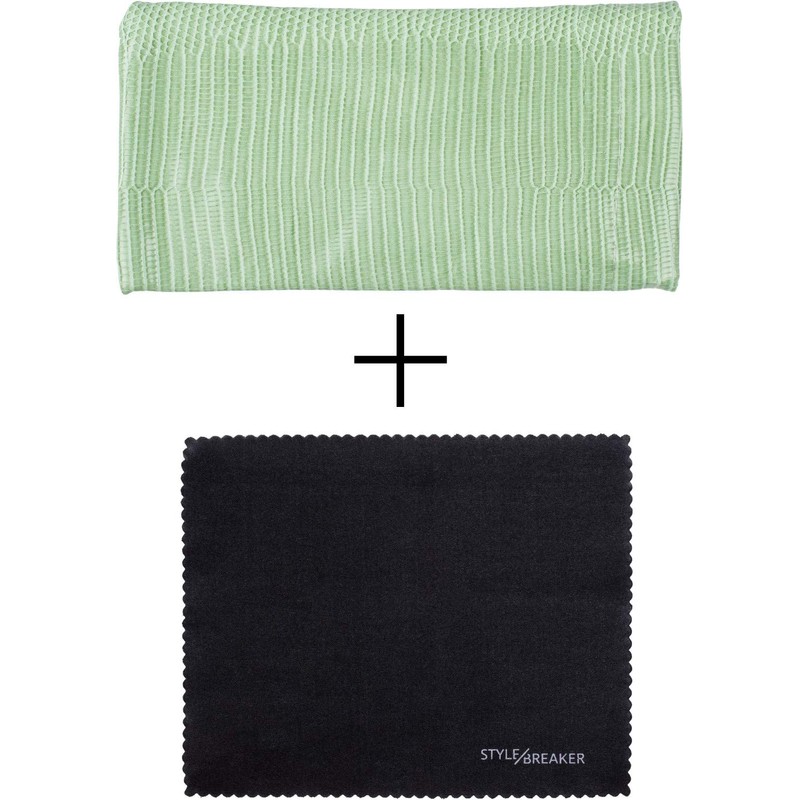 styleBREAKER Case for Sunglasses in Crocodile Look with Cleaning Cloth,