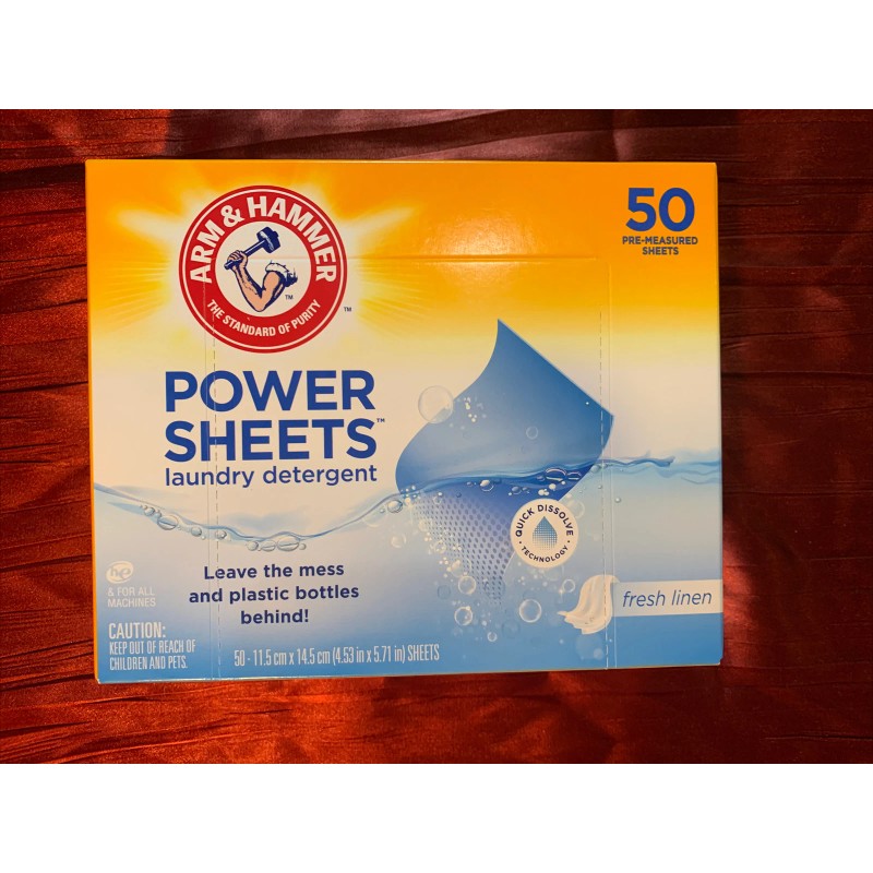 Arm & Hammer Power Sheets Laundry Detergent, Fresh Linen 50ct,