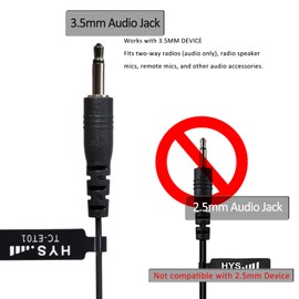 HYS Earphones Sound Tube - 3.5 mm Jack - One Ear - Listen Only Headphones with Balanced Fitting - Headphones Headset for Radios Speaker Microphones (Black)