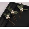 RANXIZY Green Bridal Hairpins Artificial Oliver leaf Large Pearl bride