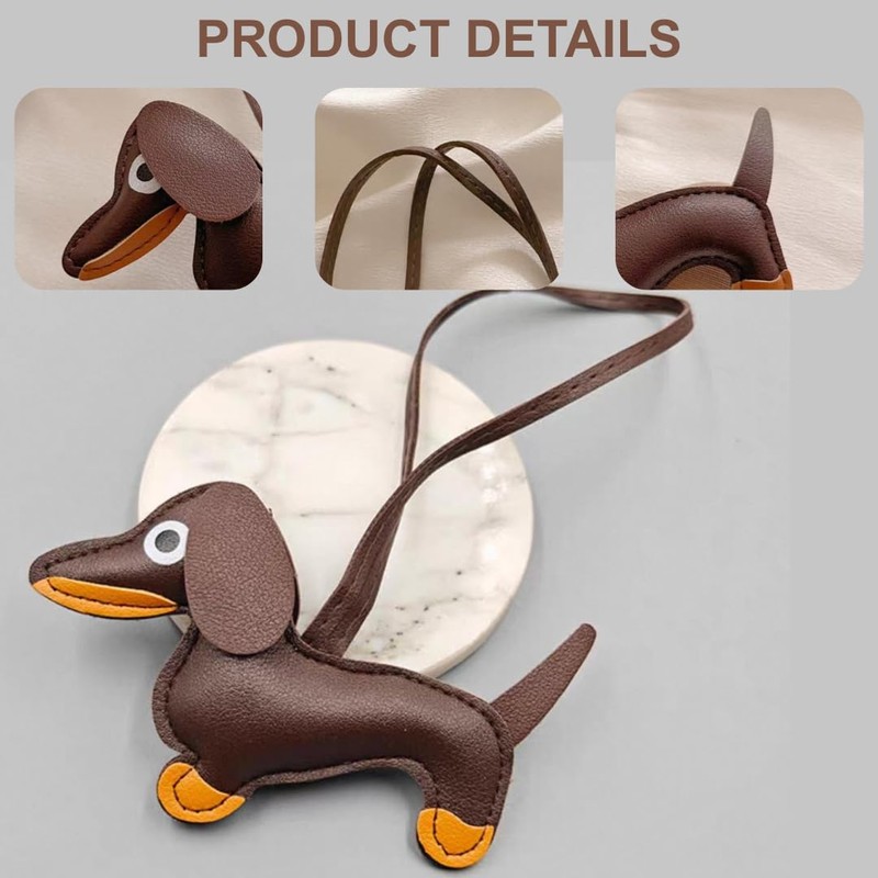 Wei Tech Dachshund Faux Leather Keyring - Cute Bag Charms