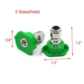 Tulead 25 Degree Green Pressure Washer Accessories Power Washer Nozzle Tips (1mm+1.2mm+1.4mm+1.6mm+2mm)