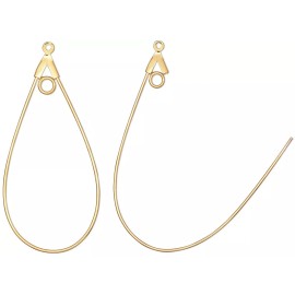Platinum 20 Gold Plated Brass 20 Gauge 40x22mm Smooth Teardrop Earring Beading Hoops