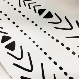 funlife 14pcs Hand Drawn Peel and Stick Pendleton Line Art Stair Riser Decals, Decorative Geometric Vinyl Stair Riser Stickers for Kitchen Living Room Home Decor, Abstract Triangle 39.37"X7.09"