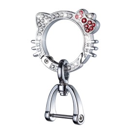 Pangpai Car Keychain for Women, Carabiner Keychain with Key Rings, Cute Crystal Rhinestone Key Chain Clip (Red)