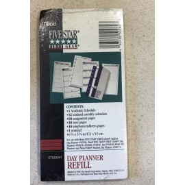 Mead Five Star Undated Student Day Planner Refill 6 3/4 x 3 3/4