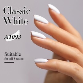 Double Rhythm 15ML Gel Polish Jelly Sheer Pastel Light Milky Color 1 PC 0.53 OZ Bottle UV Nail Polish Art Salon at Home for Women (White-B-A1093)