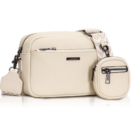 GASSDA Women's PU Leather Crossbody Bag Women's Handbag Small Bags with Removable Shoulder Strap, beige