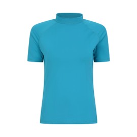 Mountain Warehouse Short Sleeves Womens UV Rash Vest - UPF50+ Sun Protection Ladies Rash Guard, Quick Dry, Flat Seams Top - for Spring Summer Swimming, Beach & Under a Wetsuit Teal Women's Size 20