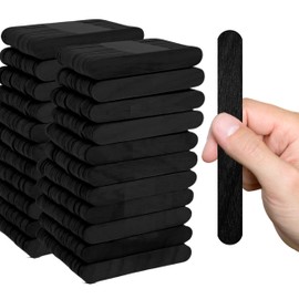 200PCS Wood Craft Sticks Black – Black Popsicle Sticks Flat 4,5 Inch Jumbo Popsicle for Crafts Wooden Flat Rods Jumbo for DIY Food Grade