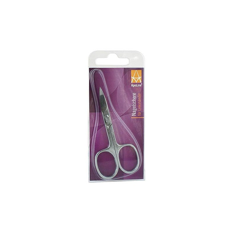 Apoline Nail Scissors 9 cm for Left-Handed Users, Chrome-Plated