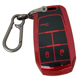 AIOEUOIA for Ram Key Fob Shell Keyless Entry Systems Fit for RAM 2500 3500 4500 5500 Smart Key Fob Cover Case (3 Buttons Black-Red)