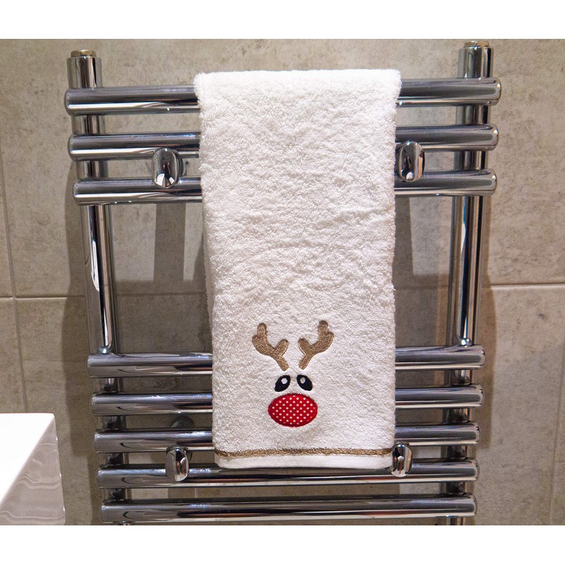 Lex's Linens Rudolph Embroidered Christmas Hand Towel