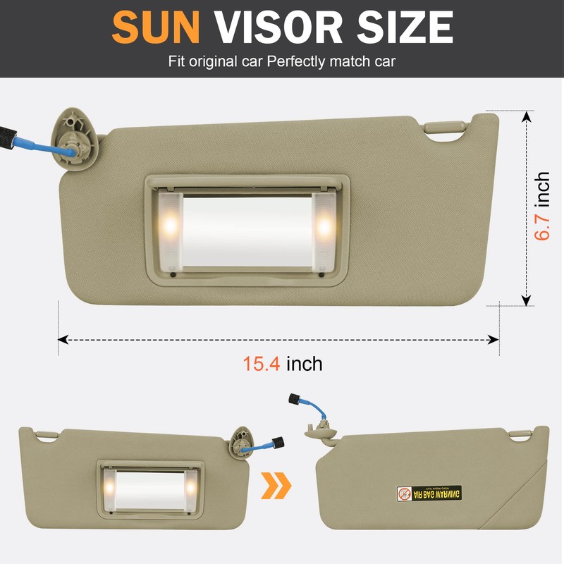 TadaMark Left Driver Side Sun Visor Fit for Honda Accord