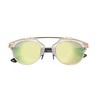 Komonee Round Sunglasses Rose Gold Frame Green Iridescent Lens Tint