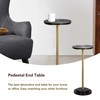 COVLON Drink Table, Small Pedestal Side Table with Wooden Carved