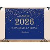 Class of 2026 Graduation Backdrop, Navy Blue and Gold Congratulations
