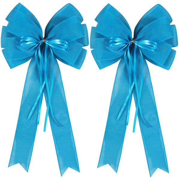 2 Pcs Large Blue Christmas Wreath Bow Decor,Christmas Tree Topper