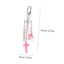 BESPORTBLE 2pcs Heart Cross Metal Keyring Cute Phone Chain Keychain for Bags Stylish Backpack Pendant Versatile Accessories
