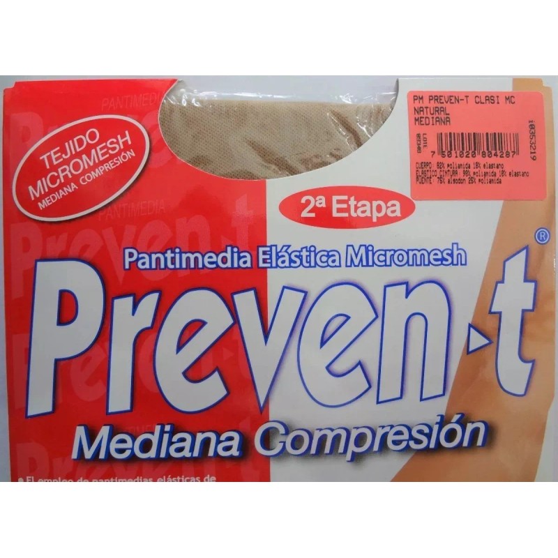 4 Piezas Pantimedia Mediana Compresión Preven-t 17-24 Mm/hg