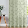 Sheer Curtains for Bedroom Rod Pocket Embroidered Leaf Window Curtains