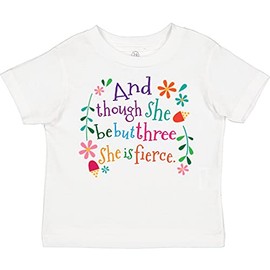 inktastic 3rd Birthday She is Fierce Girls 3 Year Old Toddler T-Shirt 3T 0020 White 33593