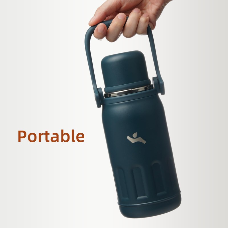 Insulated Water Bottle with Handle and Strap,Vacuum Travel Tumbler with