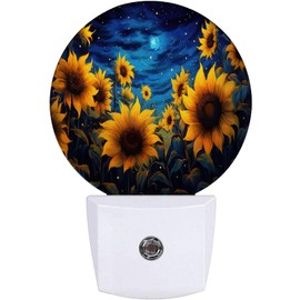 EMXION Sunflower Night Light,Vintage Flower Starry Sky Nightlight Plug into Wall LED Lamp Auto Sensor Dusk to Dawn for Bedrooms/Kitchens/Toilets/Corridors,Energy-Saving