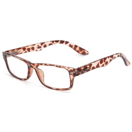 Retro Fashion Style Narrow Rectangular Frame Clear Lens Eyeglasses (/Leopard_Brown, Clear Lens)