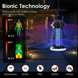 Bug Zapper Outdoor & Indoor, Mosquito Repellent Outdoor Patio, Portable & Rechargeable Fly Trap, IP67 Waterproof, Mosquito Repellent for Patio,Lawn & Garden, Camping, Kitchen, Home