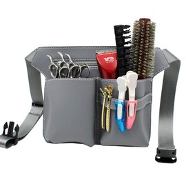 Hairdressing Bag for Professionals, Barber Tool Bag with Belt, PU Leather Hairdresser Belt Bag, Scissor Holster, Hairdresser Waist Shoulder Belt Scissor Holder. (Grey)