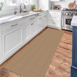 KOZYFLY Boho Runners for Hallways 2x7 ft Washable Hall Carpet Runner Rubber Backed Kitchen Rug Non Slip Woven Cotton Entryway Runner Rugs Floor Runners for Indoor Hallway Bedroom, Tan/Orange/Brown